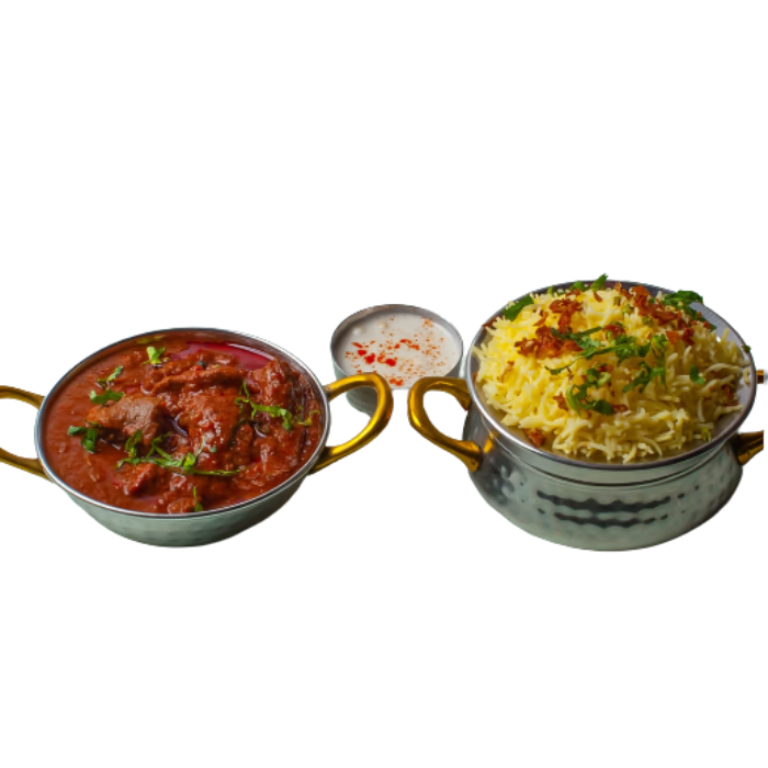 Lamb Rogan Josh with naan rice &amp; drink