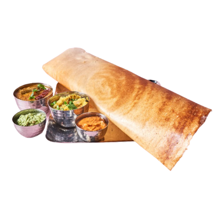 Dosa with chicken curry